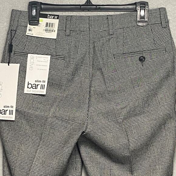 Bar III Suit Separates Men's 30x30 Dress Pants Slim Fit Black/White Plaid NEW - Picture 6 of 11